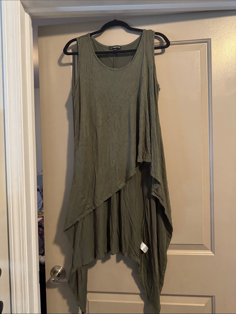 Lane Bryant Olive Green Asymmetrical Layered Tank Top